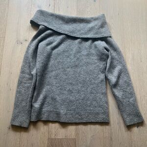 Theory Gray Off-Shoulder Sweater